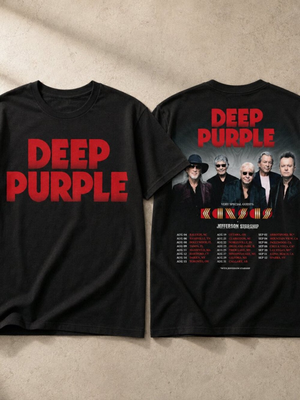 Deep Purple North America Summer Tour 2026 Double-Sided Black T-Shirt